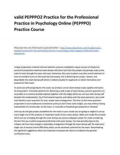 Valid PEPPPO2 Practice for the Professional Practice in Psychology Online (PEPPPO) Practice Course