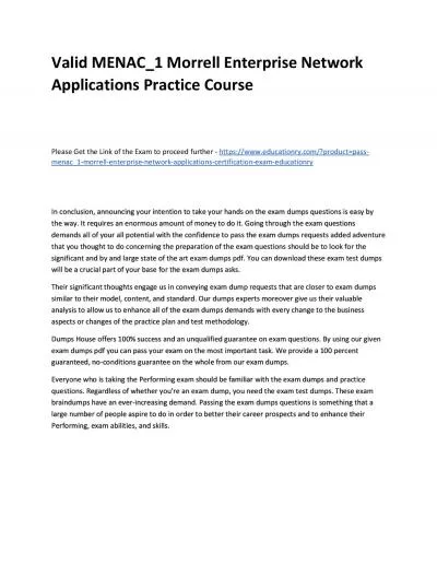 Valid MENAC_1 Morrell Enterprise Network Applications Practice Course