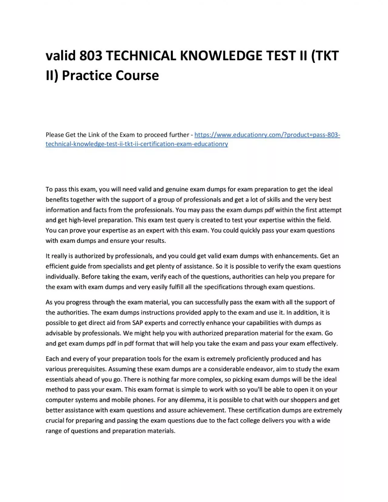 PDF-Valid 803 TECHNICAL KNOWLEDGE TEST II (TKT II) Practice Course