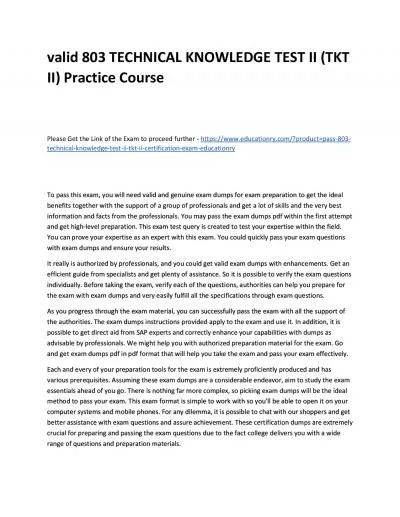Valid 803 TECHNICAL KNOWLEDGE TEST II (TKT II) Practice Course