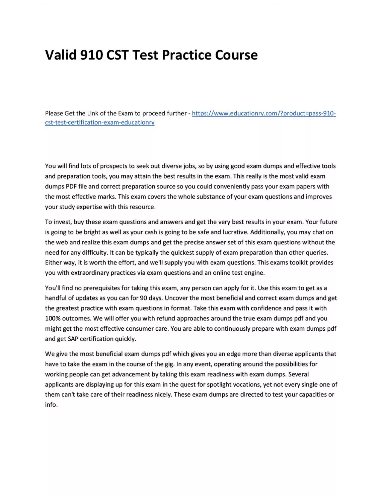 PDF-Valid 910 CST Test Practice Course