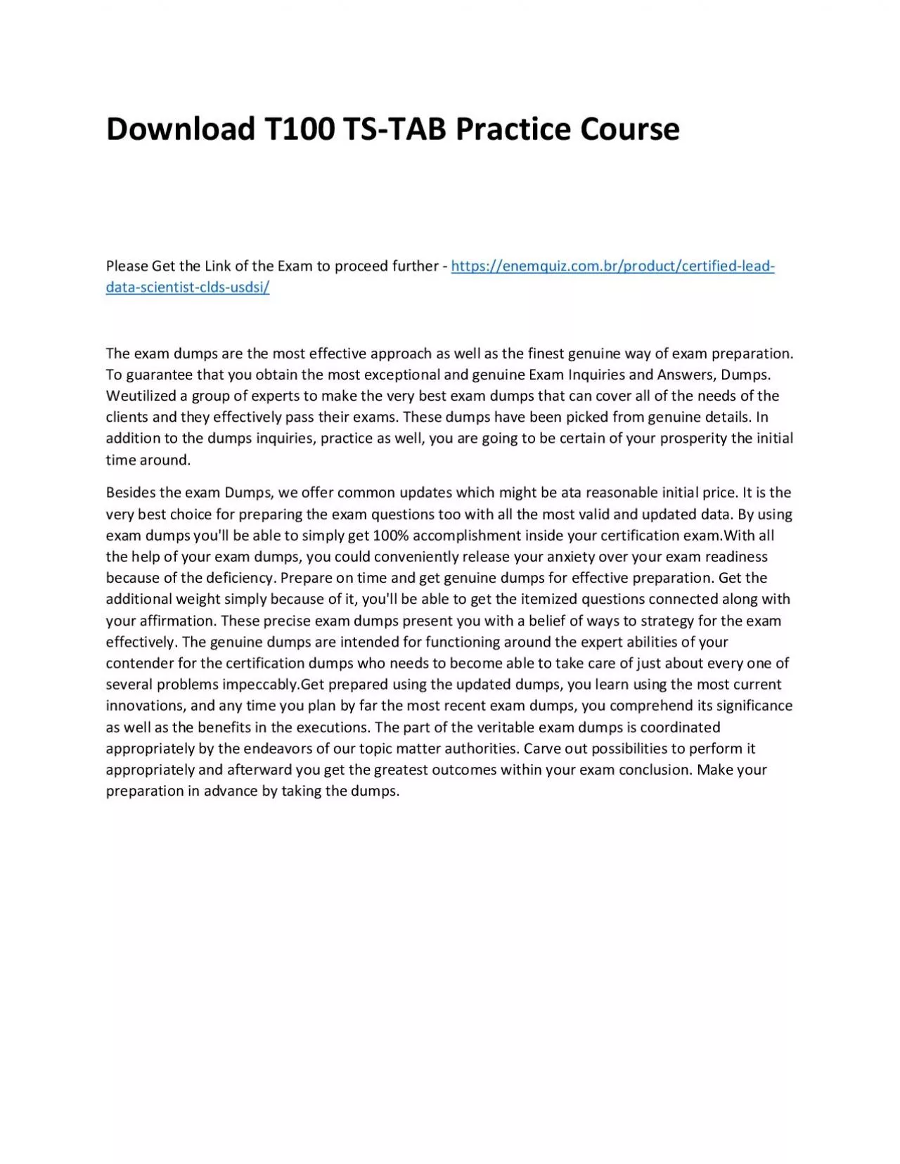 PDF-Download T100 TS-TAB Practice Course