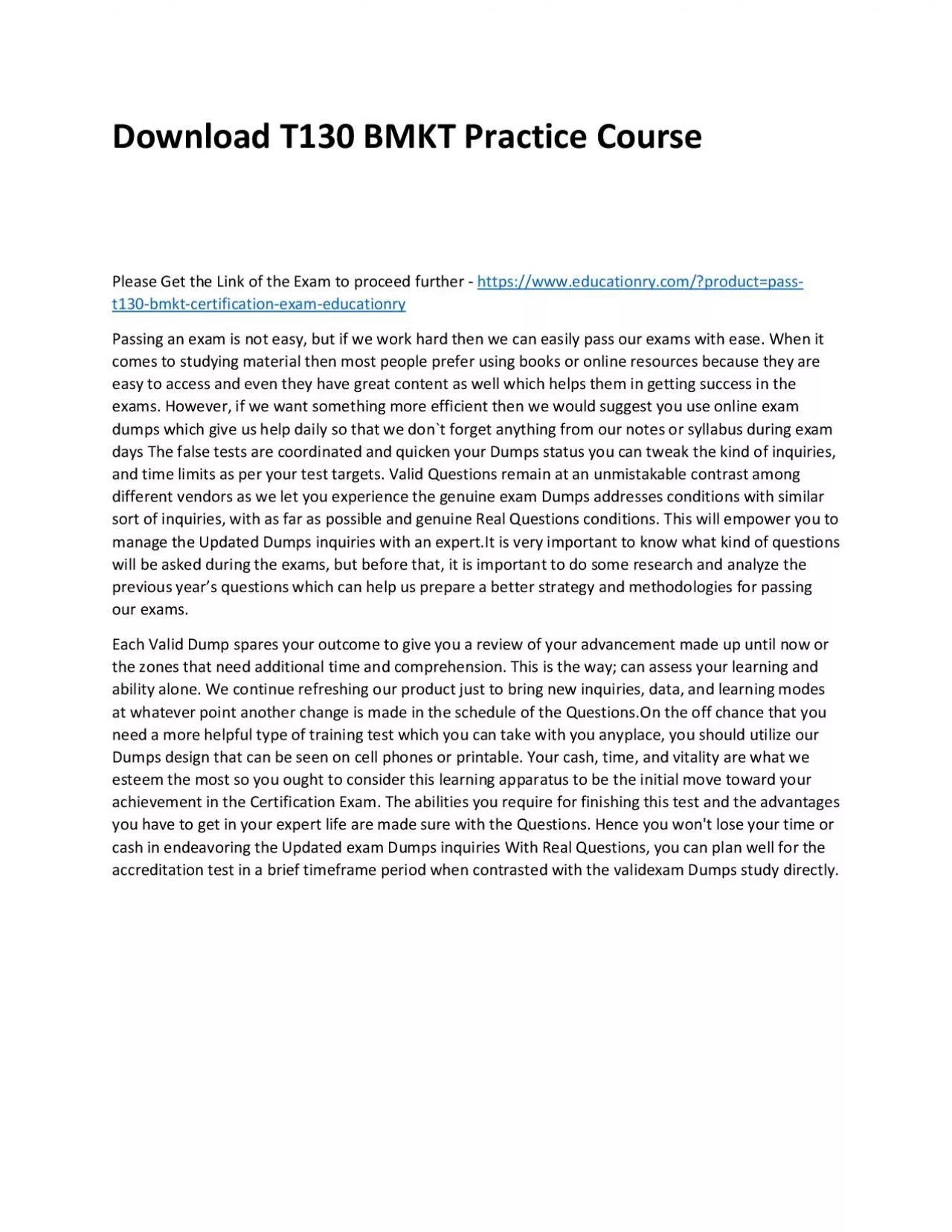 PDF-Download T130 BMKT Practice Course