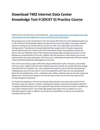 Download T402 Internet Data Center Knowledge Test II (IDCKT II) Practice Course