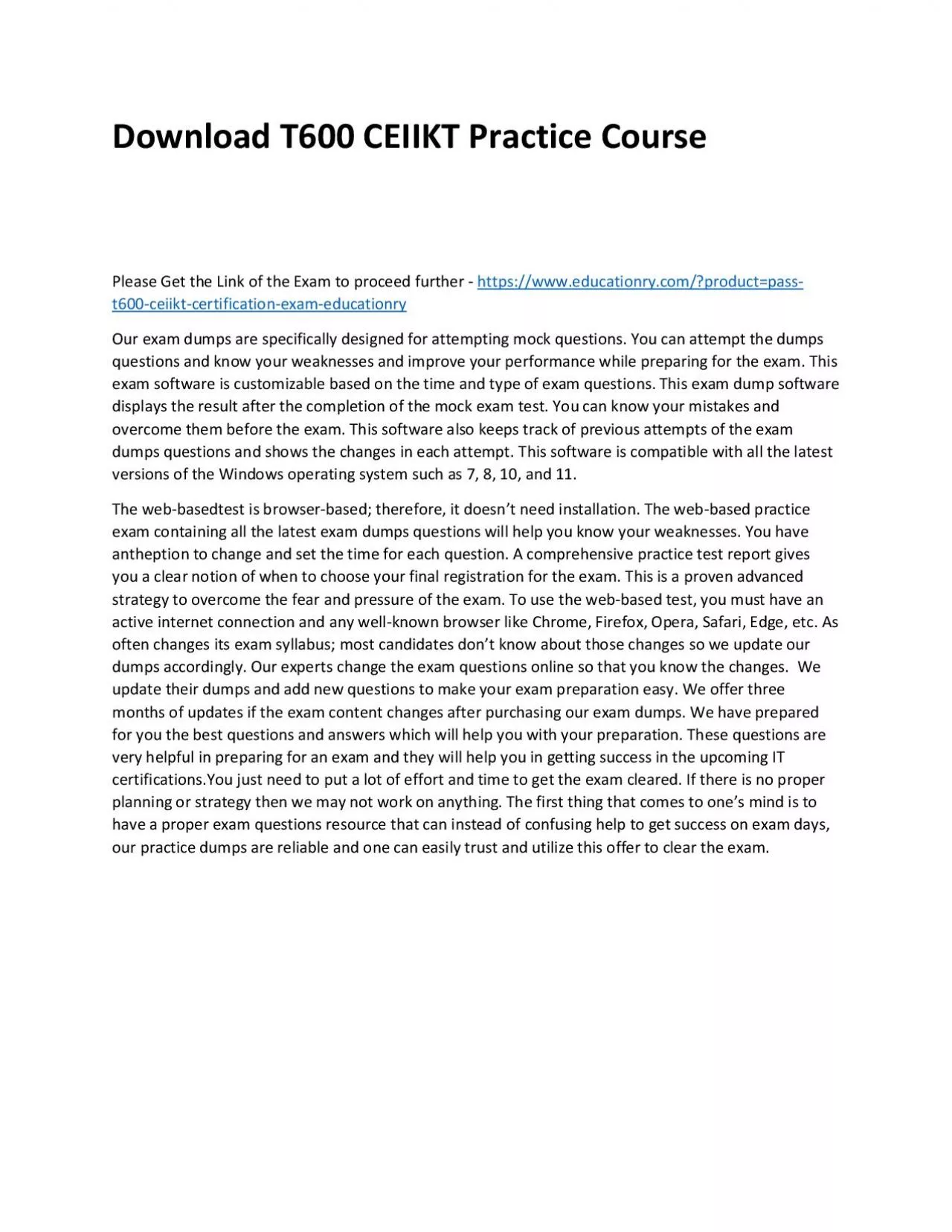 PDF-Download T600 CEIIKT Practice Course