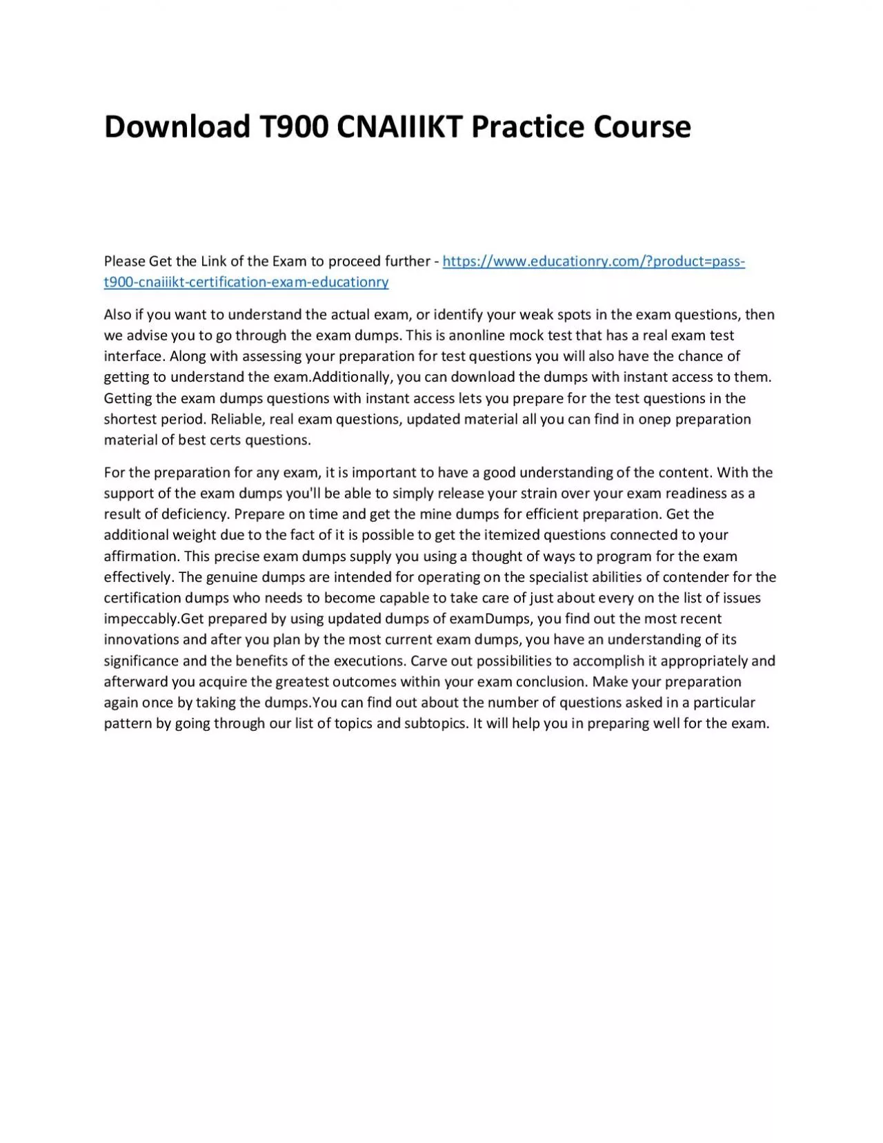 PDF-Download T900 CNAIIIKT Practice Course
