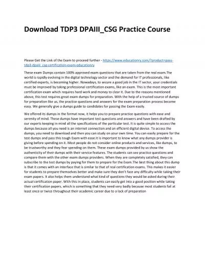 Download TDP3 DPAIII_CSG Practice Course