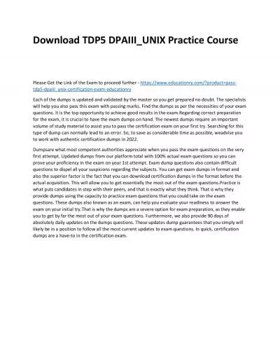 Download TDP5 DPAIII_UNIX Practice Course