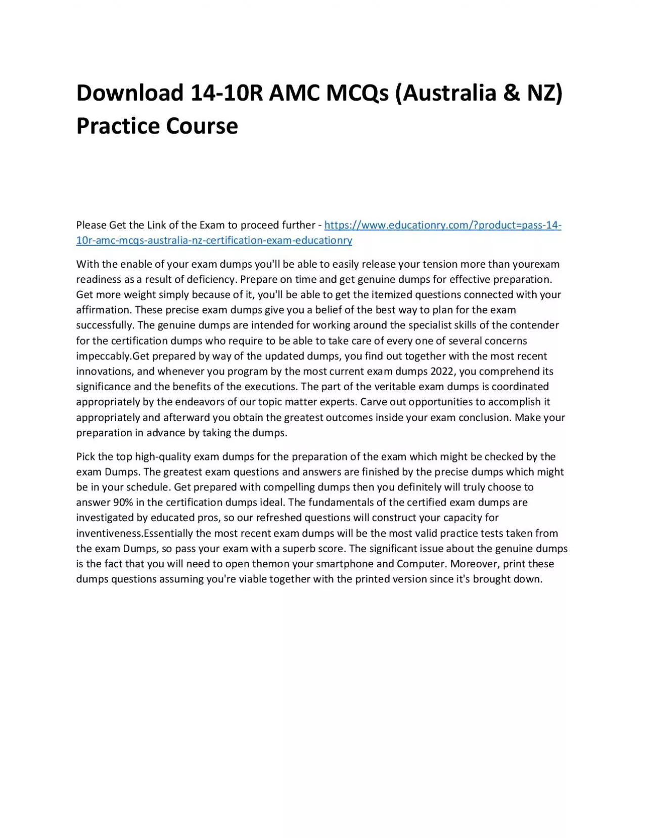 PDF-Download 14-10R AMC MCQs (Australia & NZ) Practice Course