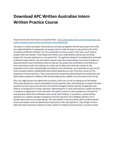 Download APC Written Australian Intern Written Practice Course