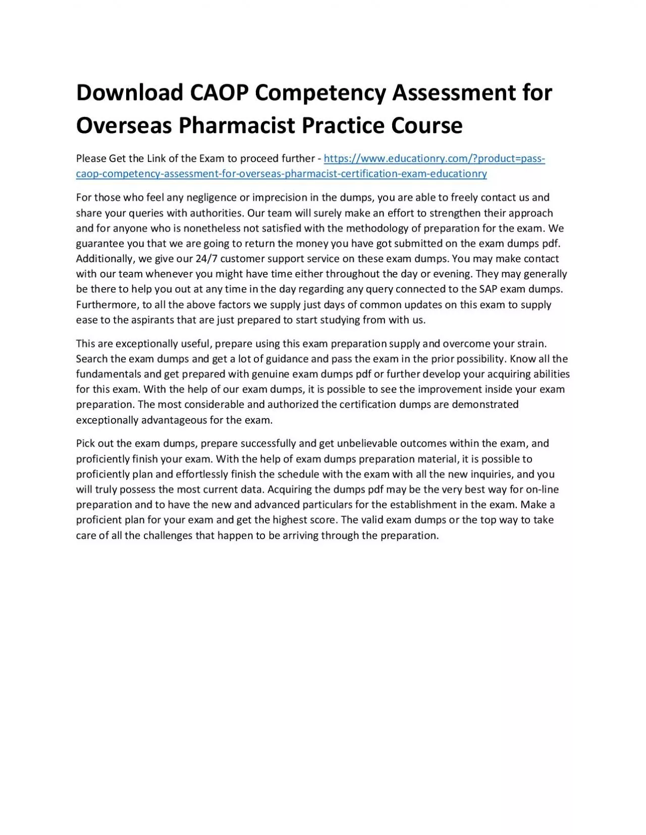 PDF-Download CAOP Competency Assessment for Overseas Pharmacist Practice Course