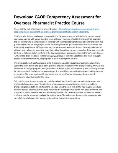 Download CAOP Competency Assessment for Overseas Pharmacist Practice Course