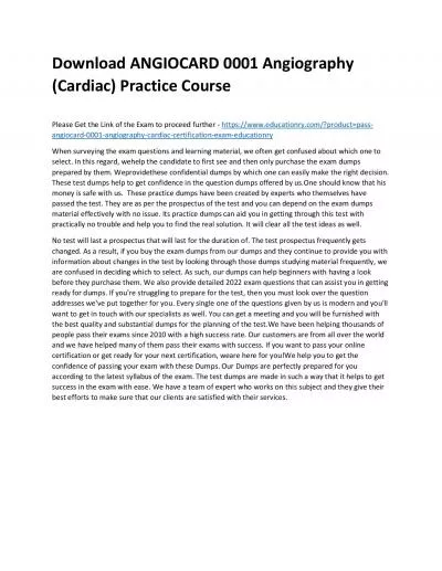 Download ANGIOCARD 0001 Angiography (Cardiac) Practice Course