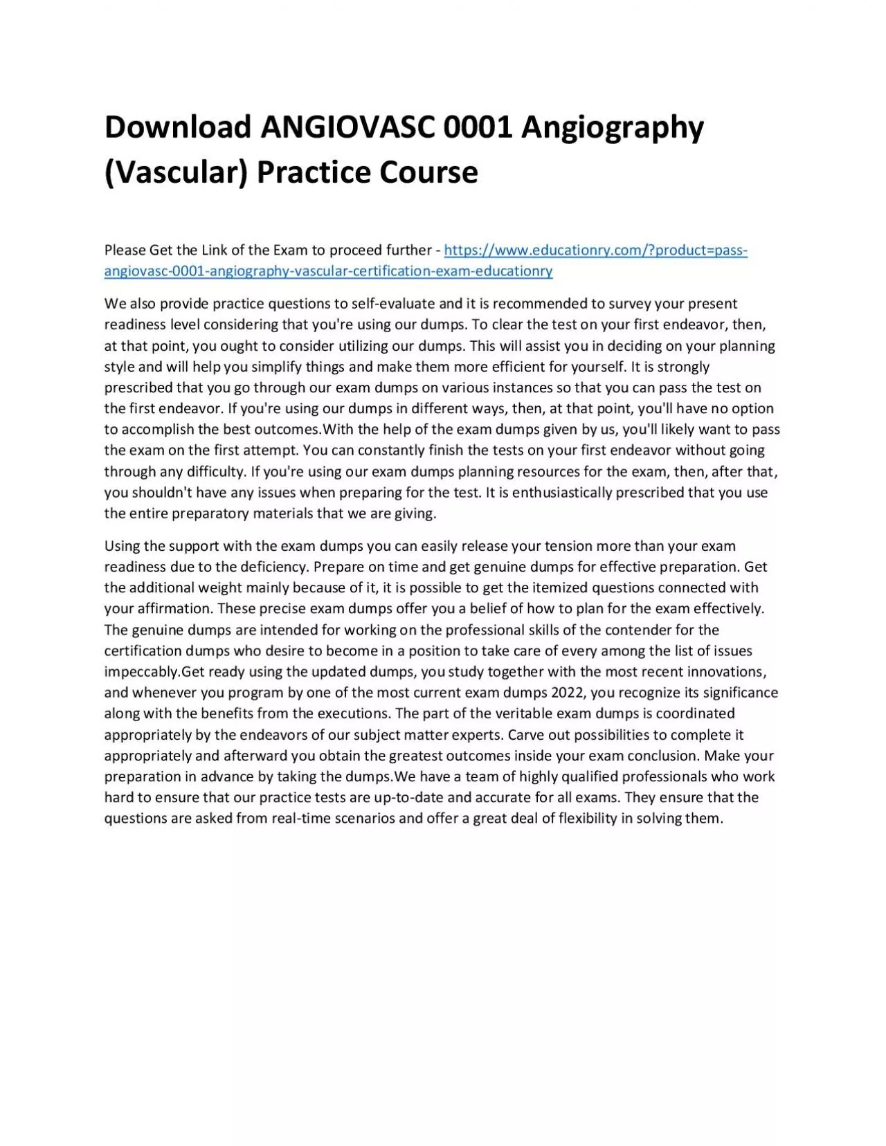 PDF-Download ANGIOVASC 0001 Angiography (Vascular) Practice Course