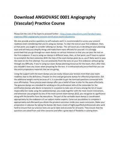 Download ANGIOVASC 0001 Angiography (Vascular) Practice Course