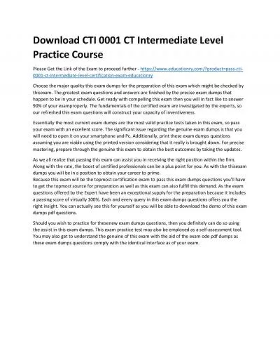 Download CTI 0001 CT Intermediate Level Practice Course