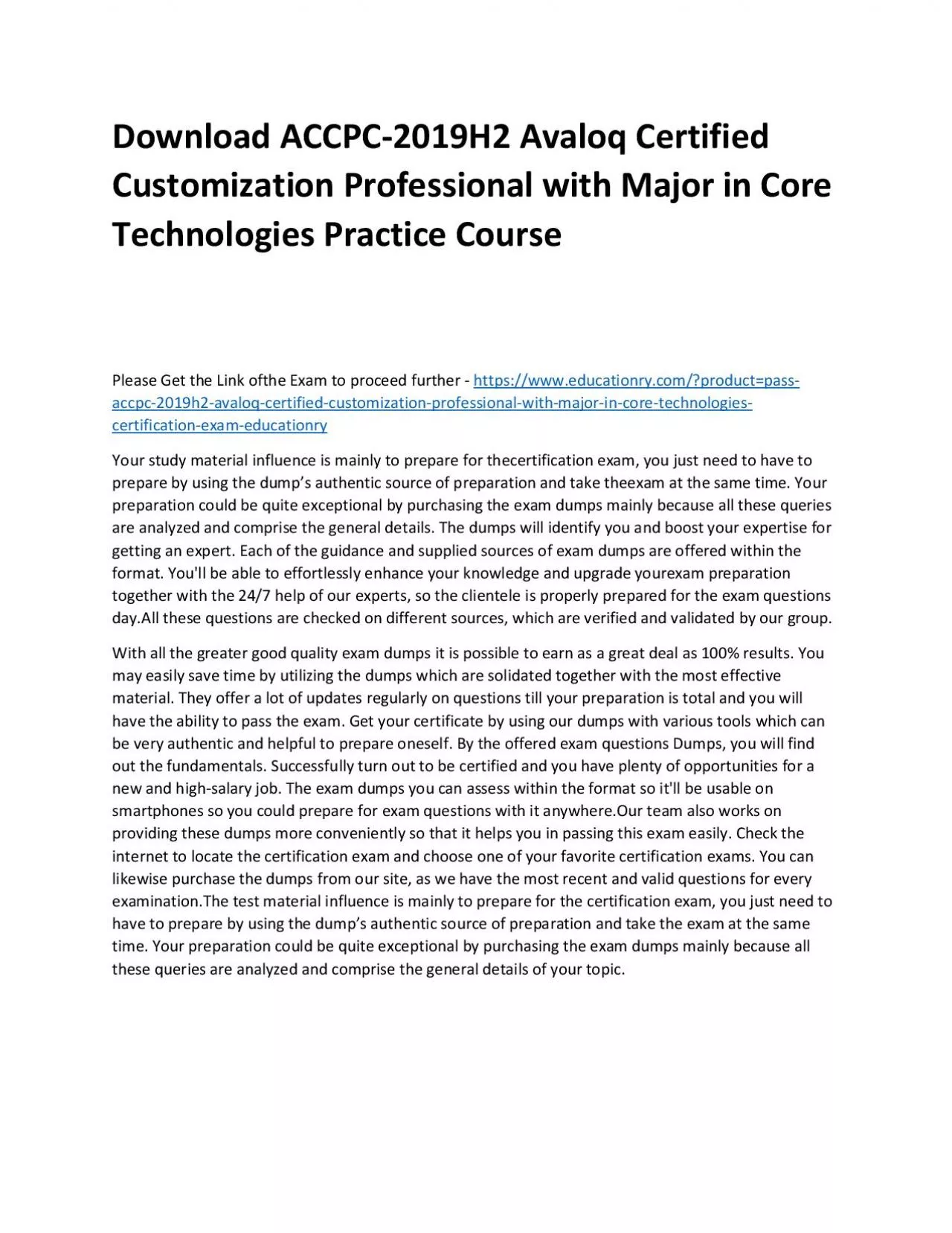 PDF-Download ACCPC-2019H2 Avaloq Certified Customization Professional with Major in Core Technologies