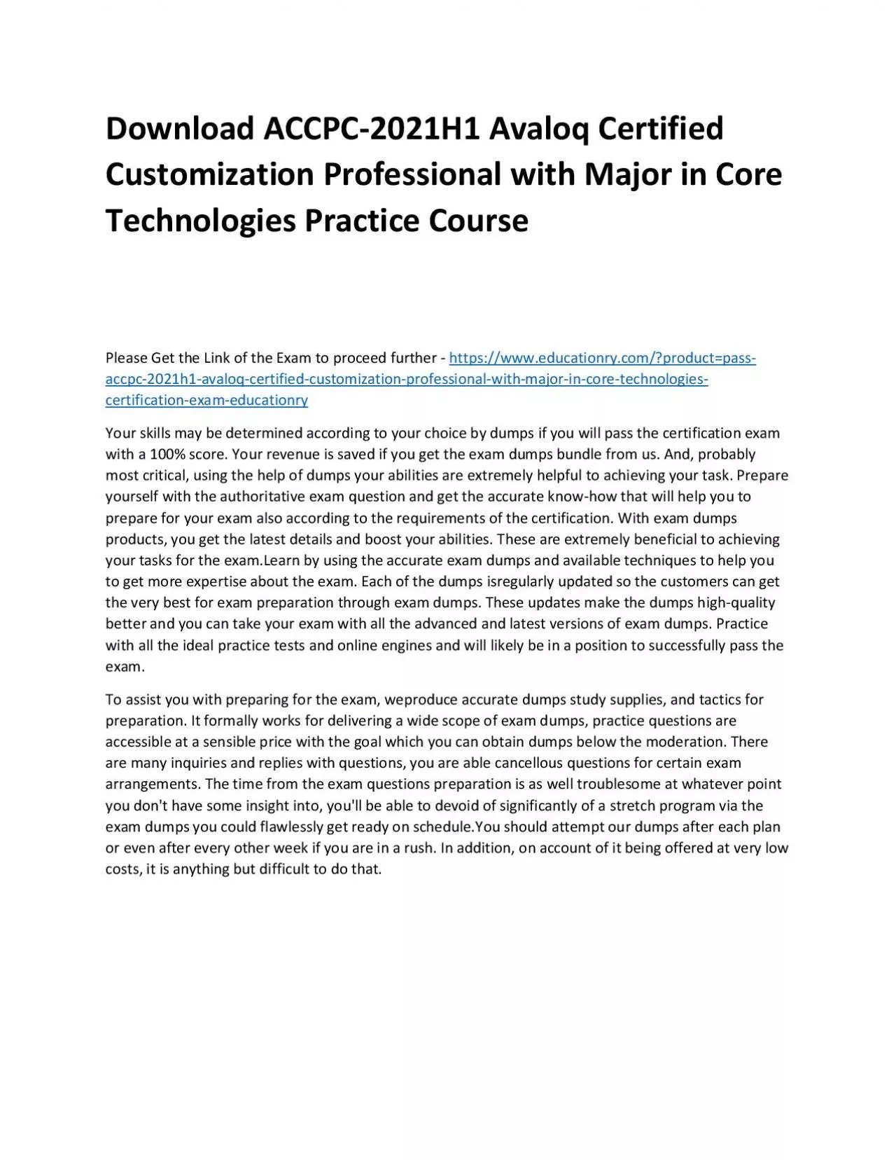 PDF-Download ACCPC-2021H1 Avaloq Certified Customization Professional with Major in Core Technologies