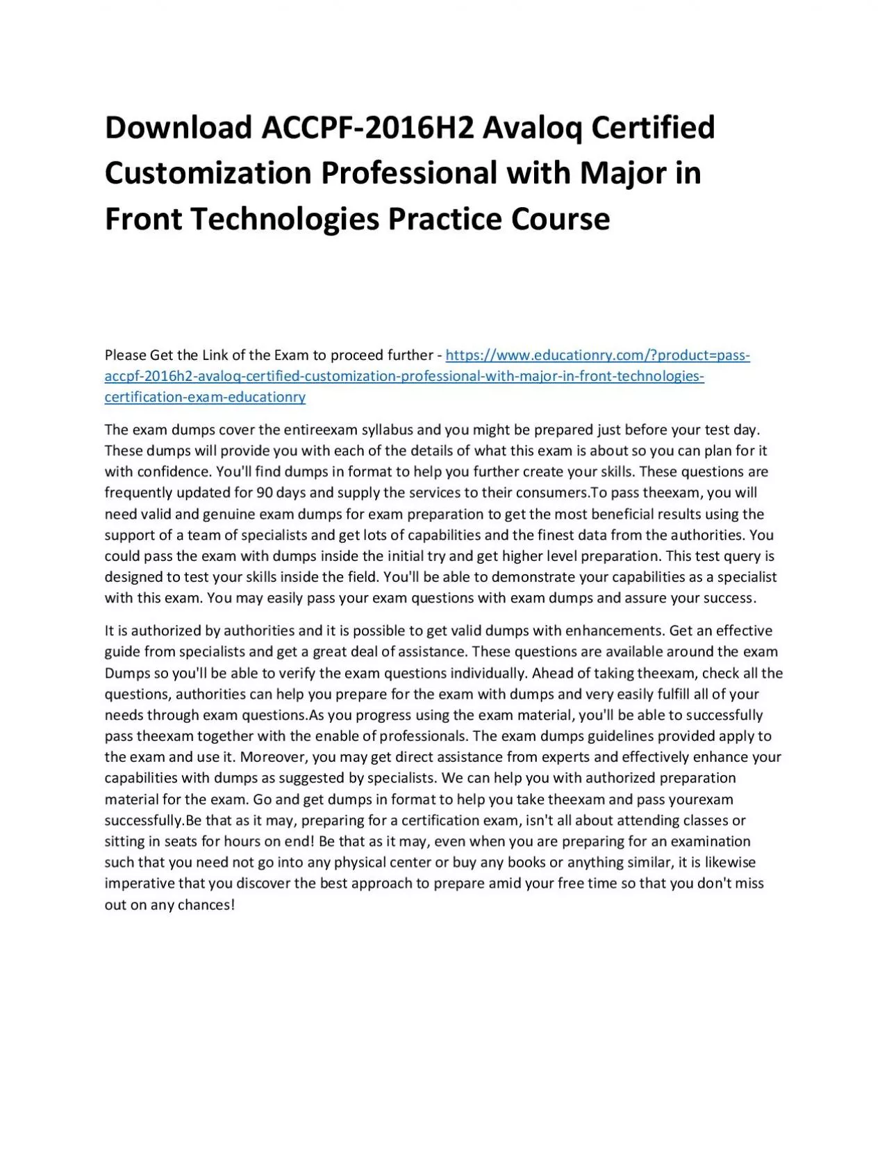 PDF-Download ACCPF-2016H2 Avaloq Certified Customization Professional with Major in Front