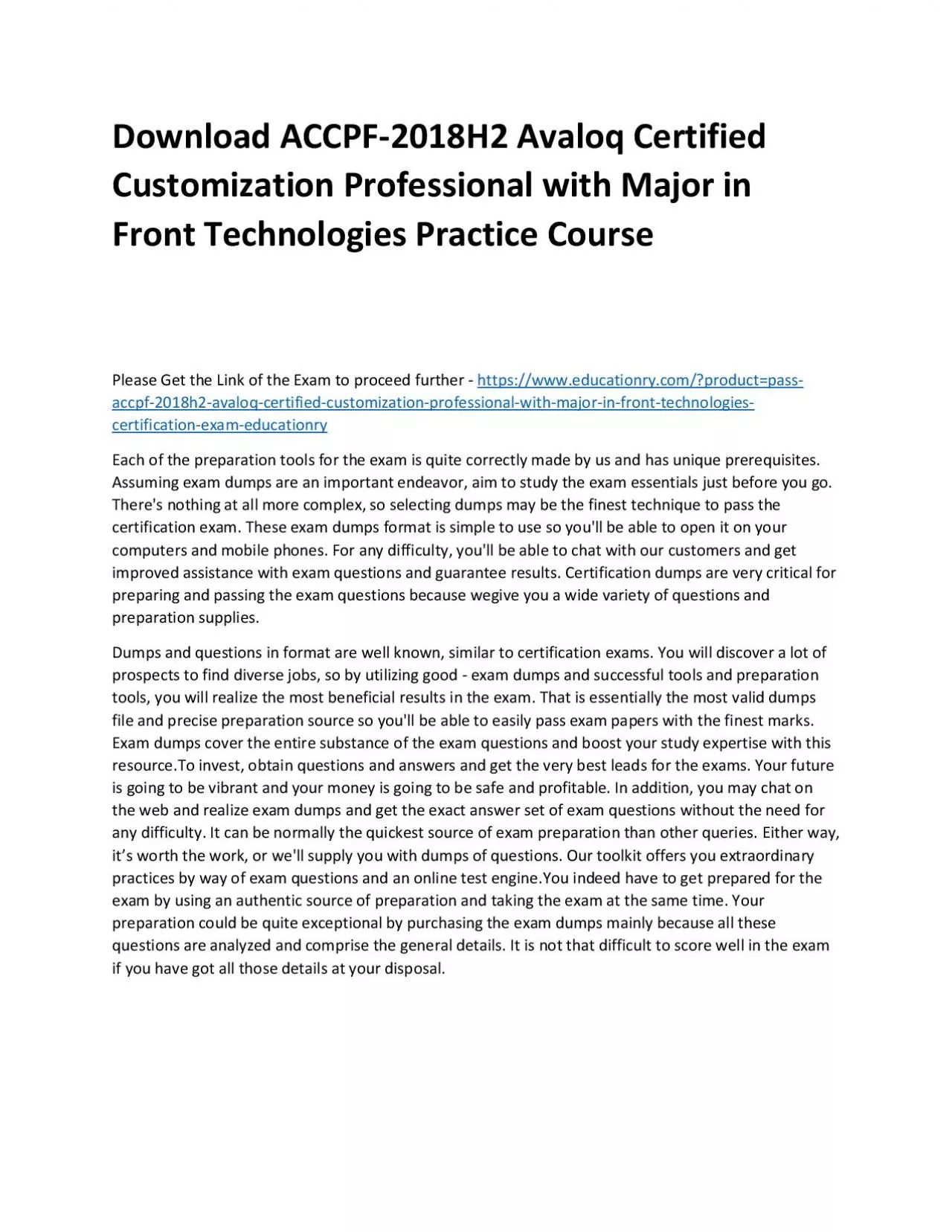 PDF-Download ACCPF-2018H2 Avaloq Certified Customization Professional with Major in Front