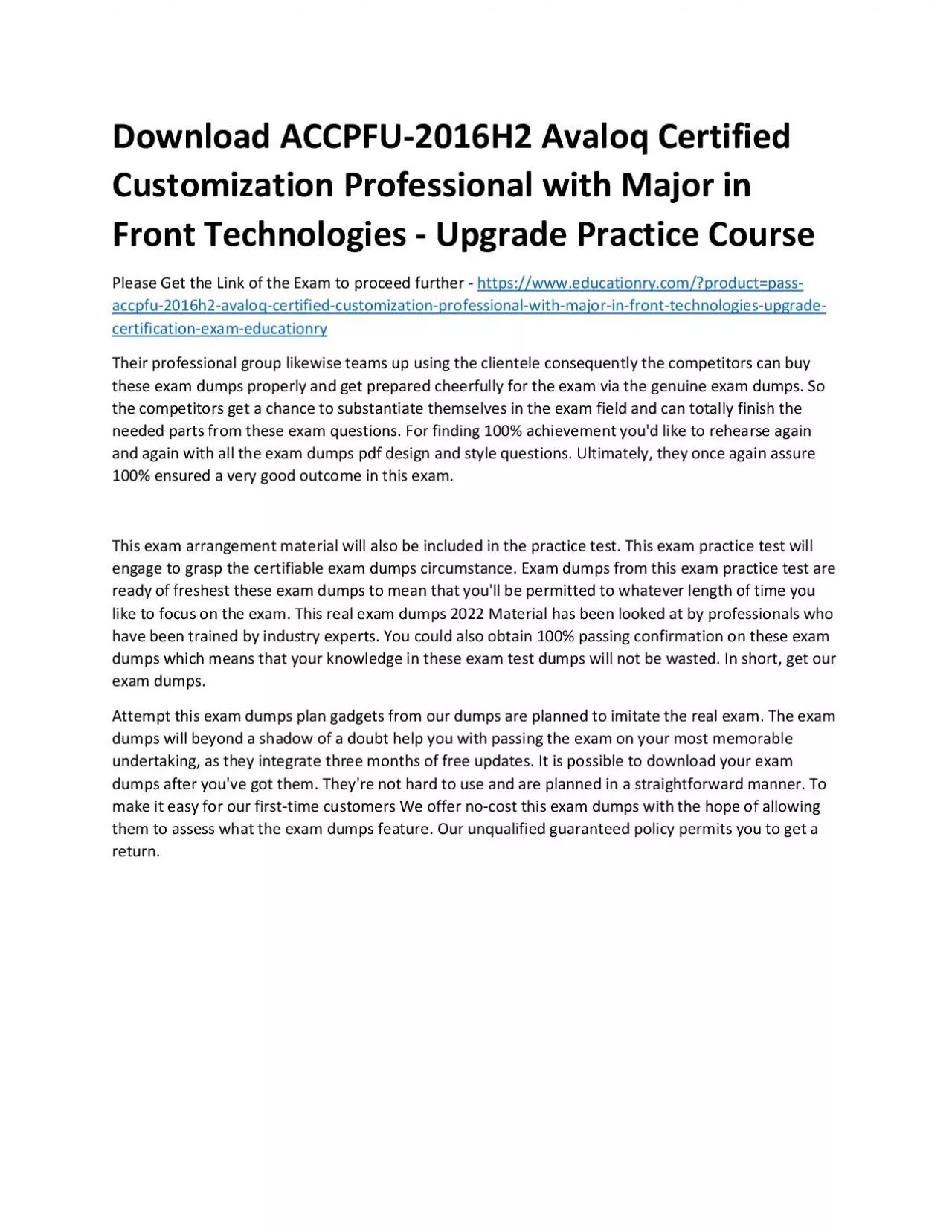 PDF-Download ACCPFU-2016H2 Avaloq Certified Customization Professional with Major in Front