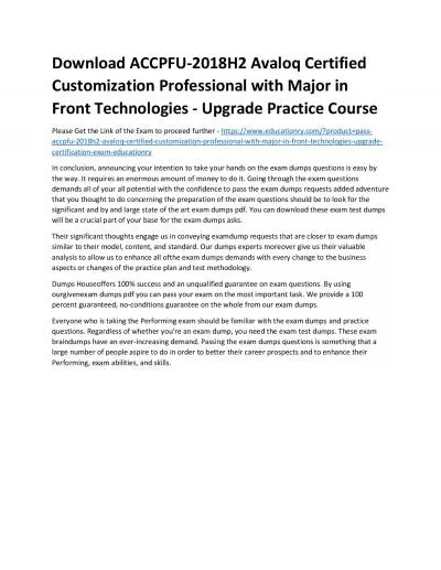 Download ACCPFU-2018H2 Avaloq Certified Customization Professional with Major in Front Technologies - Upgrade Practice Course