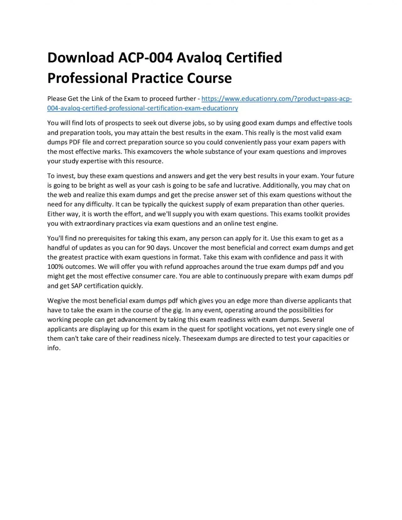 Download ACP-004 Avaloq Certified Professional Practice Course