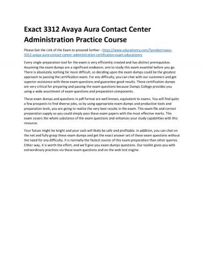 Exact 3312 Avaya Aura Contact Center Administration Practice Course