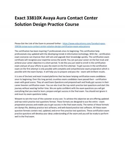 Exact 33810X Avaya Aura Contact Center Solution Design Practice Course