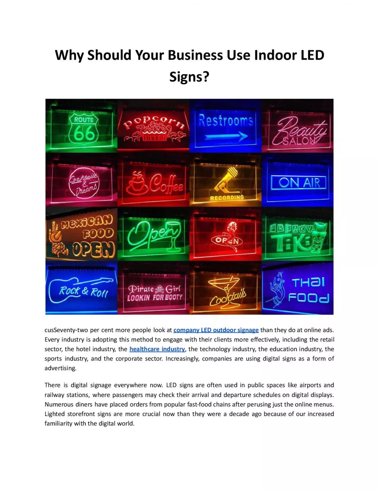 Why Should Your Business Use Indoor LED Signs - Iris Signs