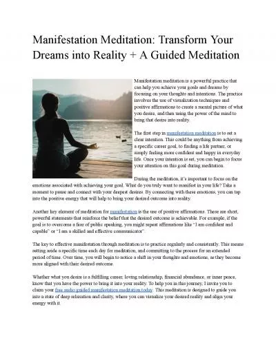Manifestation Meditation: Transform Your Dreams Into Reality + A Free Guided Meditation