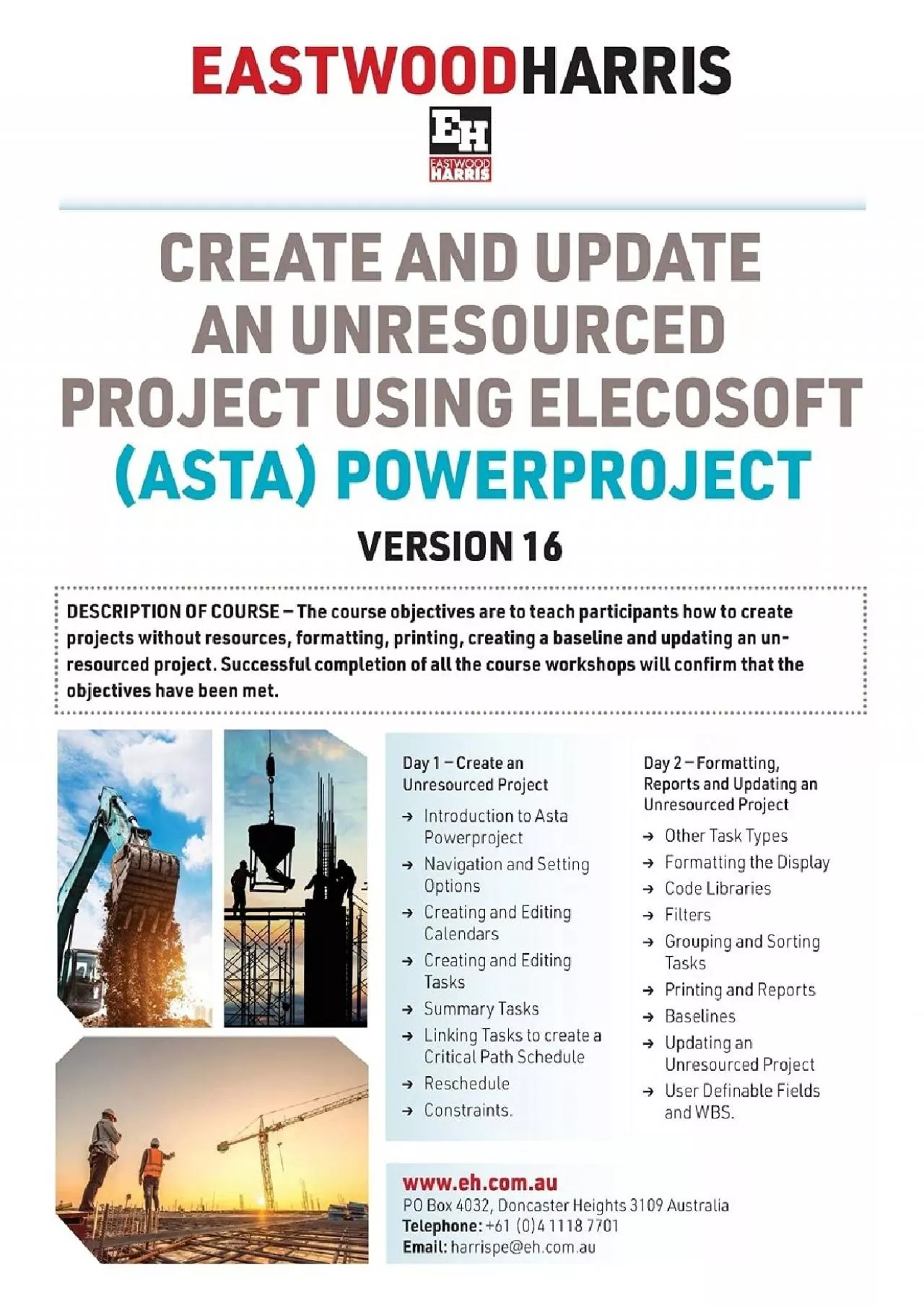 (EBOOK)-Create and Update an Unresourced Project using Elecosoft (Asta) Powerproject Version