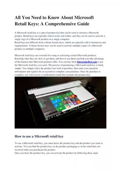 All You Need to Know About Microsoft Retail Keys: A Comprehensive Guide