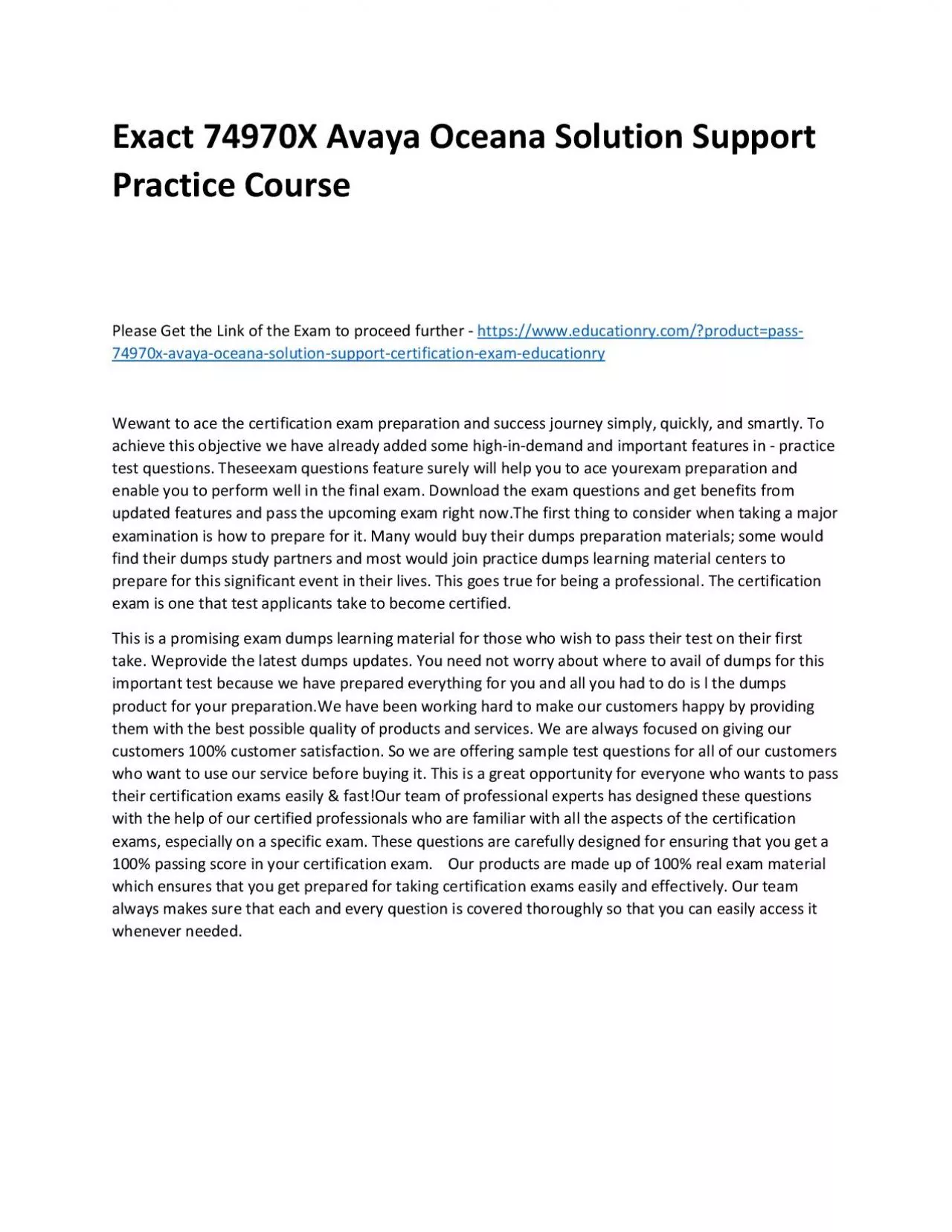 PDF-Exact 74970X Avaya Oceana Solution Support Practice Course