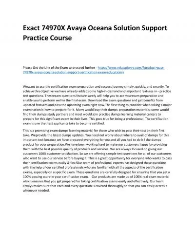 Exact 74970X Avaya Oceana Solution Support Practice Course