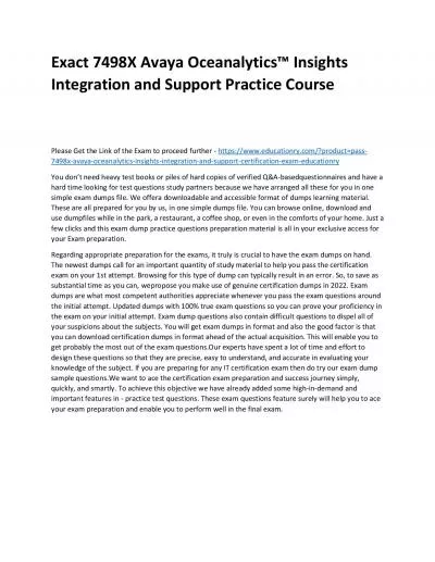 Exact 7498X Avaya Oceanalytics™ Insights Integration and Support Practice Course