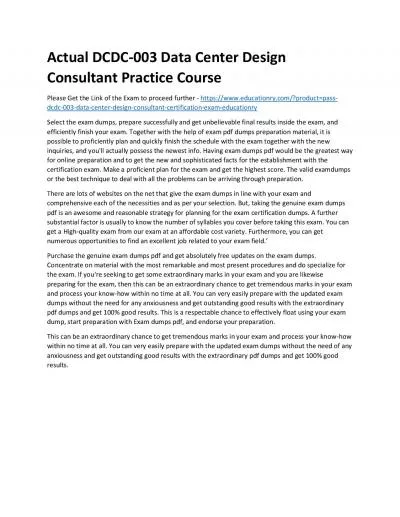 Actual DCDC-003 Data Center Design Consultant Practice Course