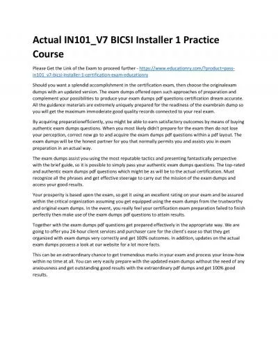 Actual IN101_V7 BICSI Installer 1 Practice Course