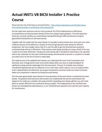 Actual INST1-V8 BICSI Installer 1 Practice Course
