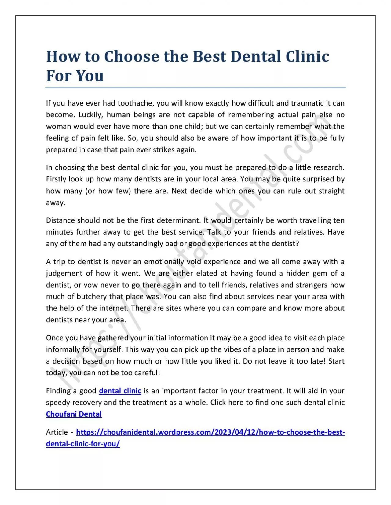 How to Choose the Best Dental Clinic For You