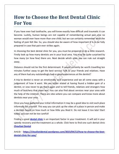 How to Choose the Best Dental Clinic For You