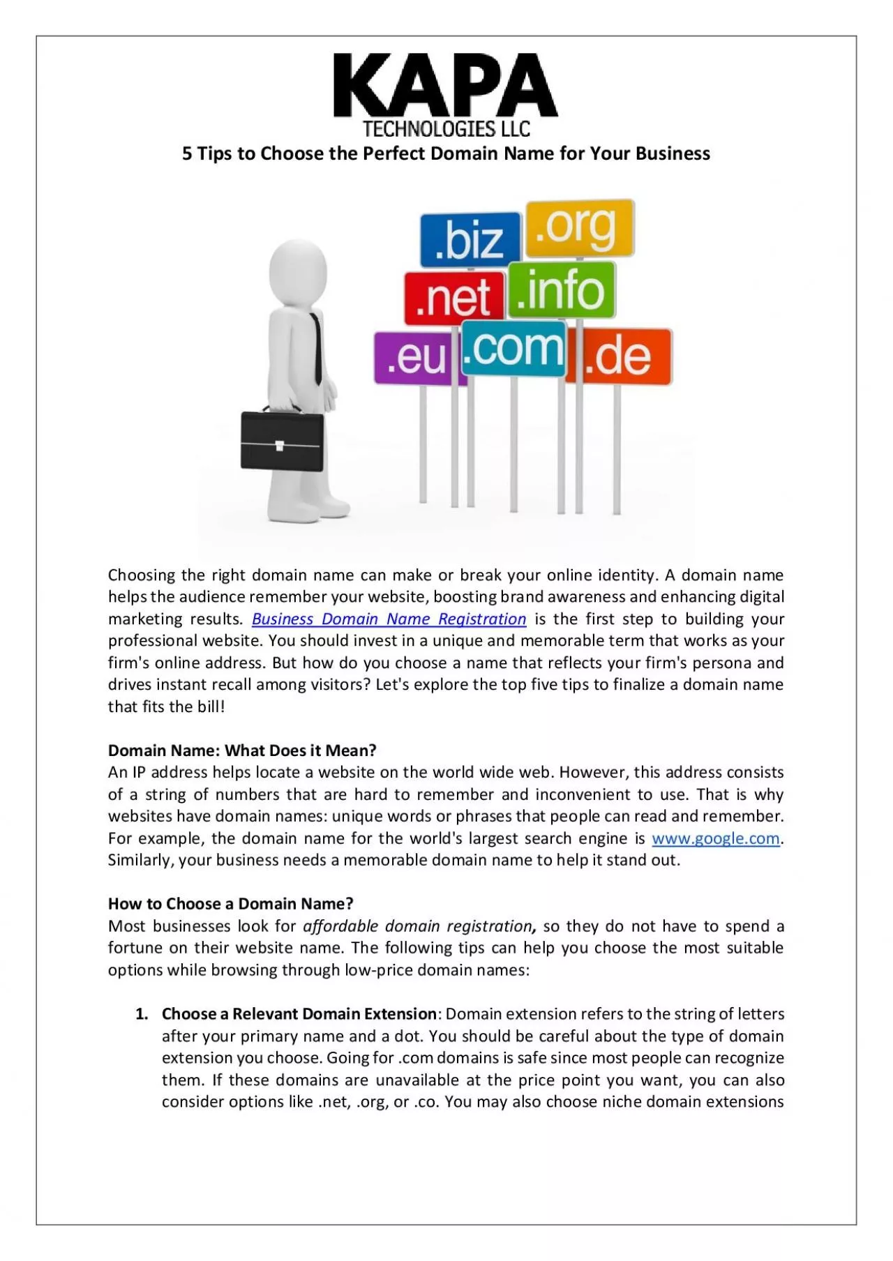 PDF-5 Tips to Choose the Perfect Domain Name for Your Business