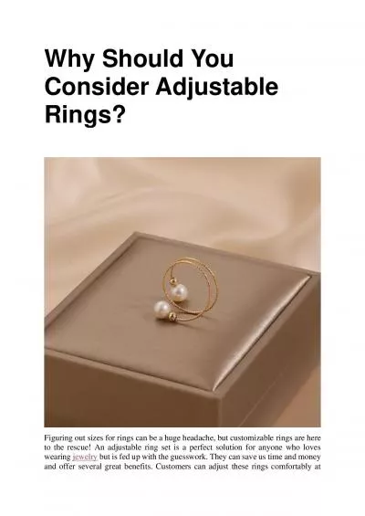 Why Should You Consider Adjustable Rings?