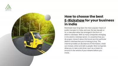 How to choose the best  E-Rickshaw for your business  in India