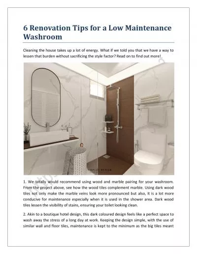 6 Renovation Tips for a Low Maintenance Washroom