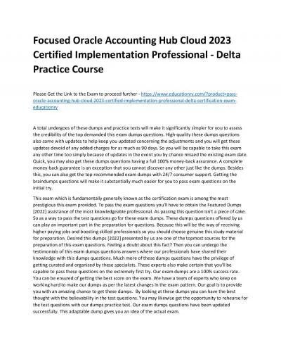 Focused Oracle Accounting Hub Cloud 2023 Certified Implementation Professional - Delta