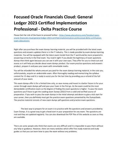 Focused Oracle Financials Cloud: General Ledger 2023 Certified Implementation Professional