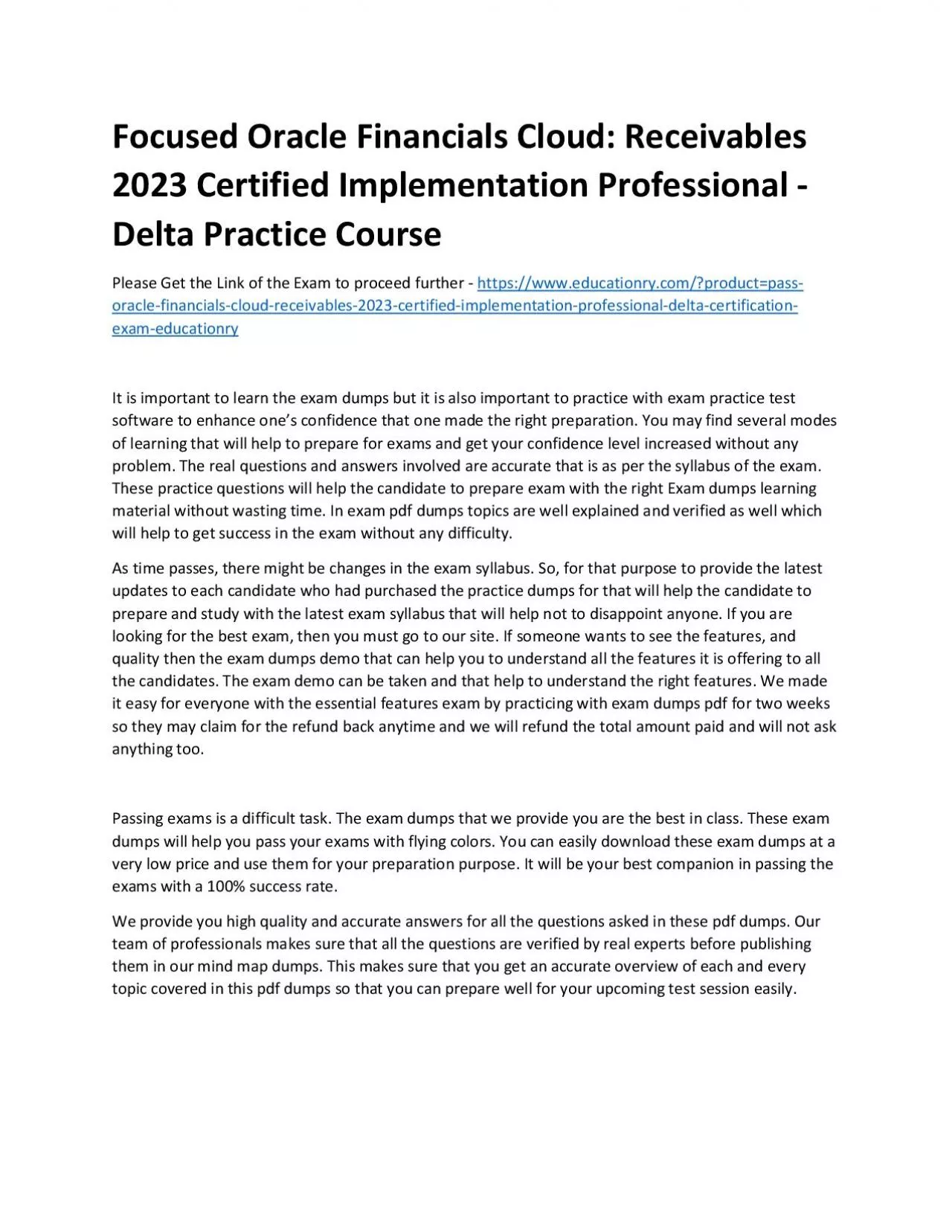 Focused Oracle Financials Cloud: Receivables 2023 Certified Implementation Professional