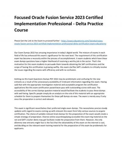 Focused Oracle Fusion Service 2023 Certified Implementation Professional - Delta Practice