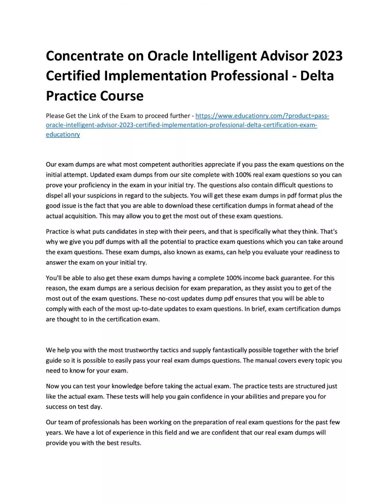 PDF-Concentrate on Oracle Intelligent Advisor 2023 Certified Implementation Professional -